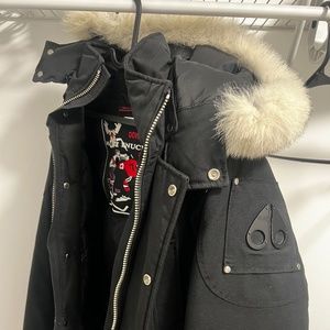 Moose Knuckle Stirling Parka (Black with White Fur)